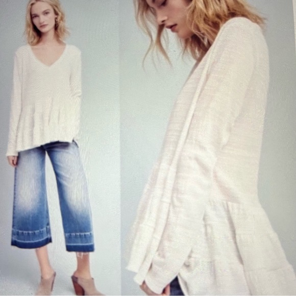 “Deletta” Thea  cottage core, coastal core long sleeve ruffled peplum top - Picture 1 of 14